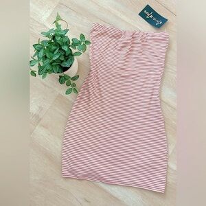 NWT Nanamacs Striped Pink Strapless Bodycon Mini Dress